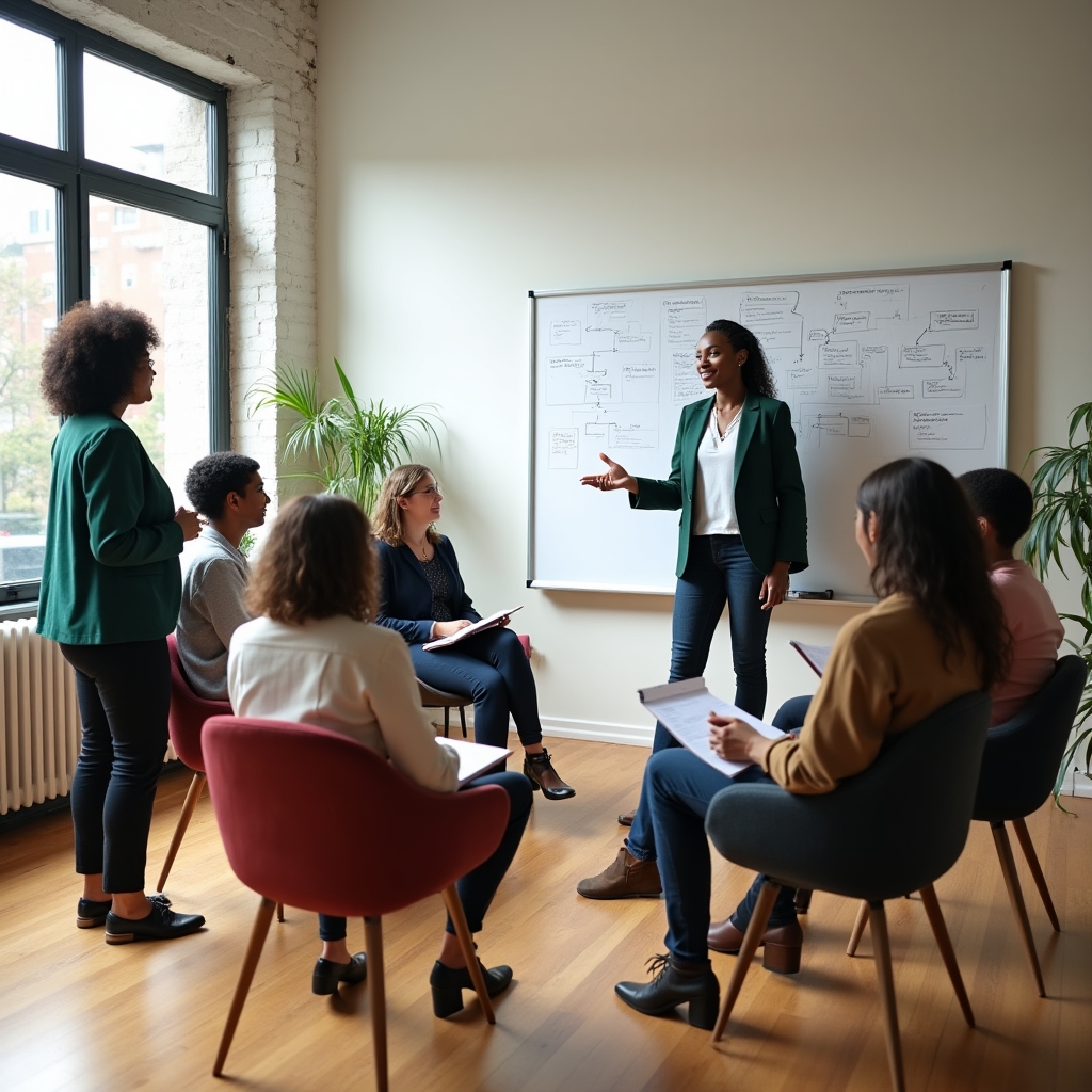 Skupinová práce na workshopu správy pozornosti